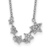 Sterling SilverRhodium-Rhodium-Plated Graduating CZ Stars w/ 2in Ext. Necklace
